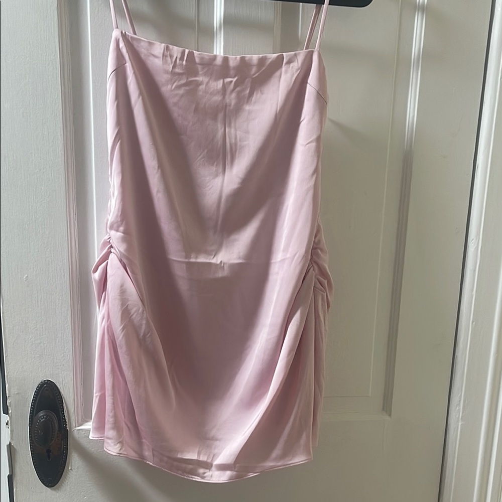 Chic Light Pink Ruched Dress